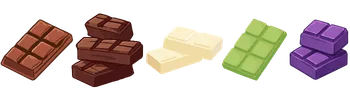 Illustrated Milk, Dark, White, and Matcha white chocolate